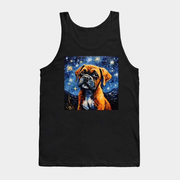 Boxer Puppy Painted in Starry Night style Tank Top by NatashaCuteShop